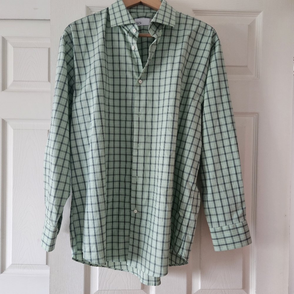 Nordstrom Rack Plaid Green Dress Shirt, NWOT, 16.5 32/33